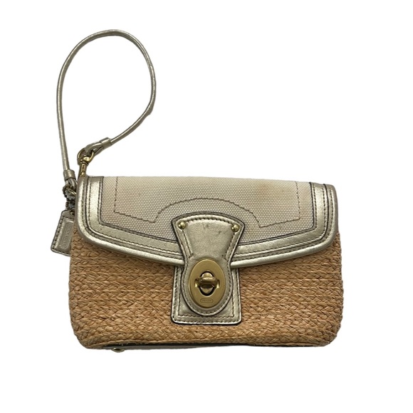 Vintage Coach Straw Woven Wrist Handbag - Picture 6 of 9